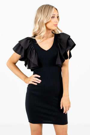 Women’s Black V-Neckline Boutique Mini Dress