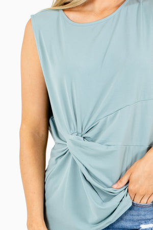 Women's Infinity Knot Tank Top in Blue-Green.