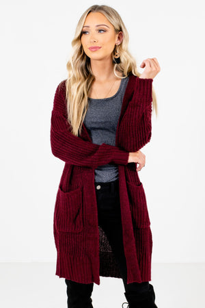 Women’s Burgundy Warm and Cozy Boutique Cardigan