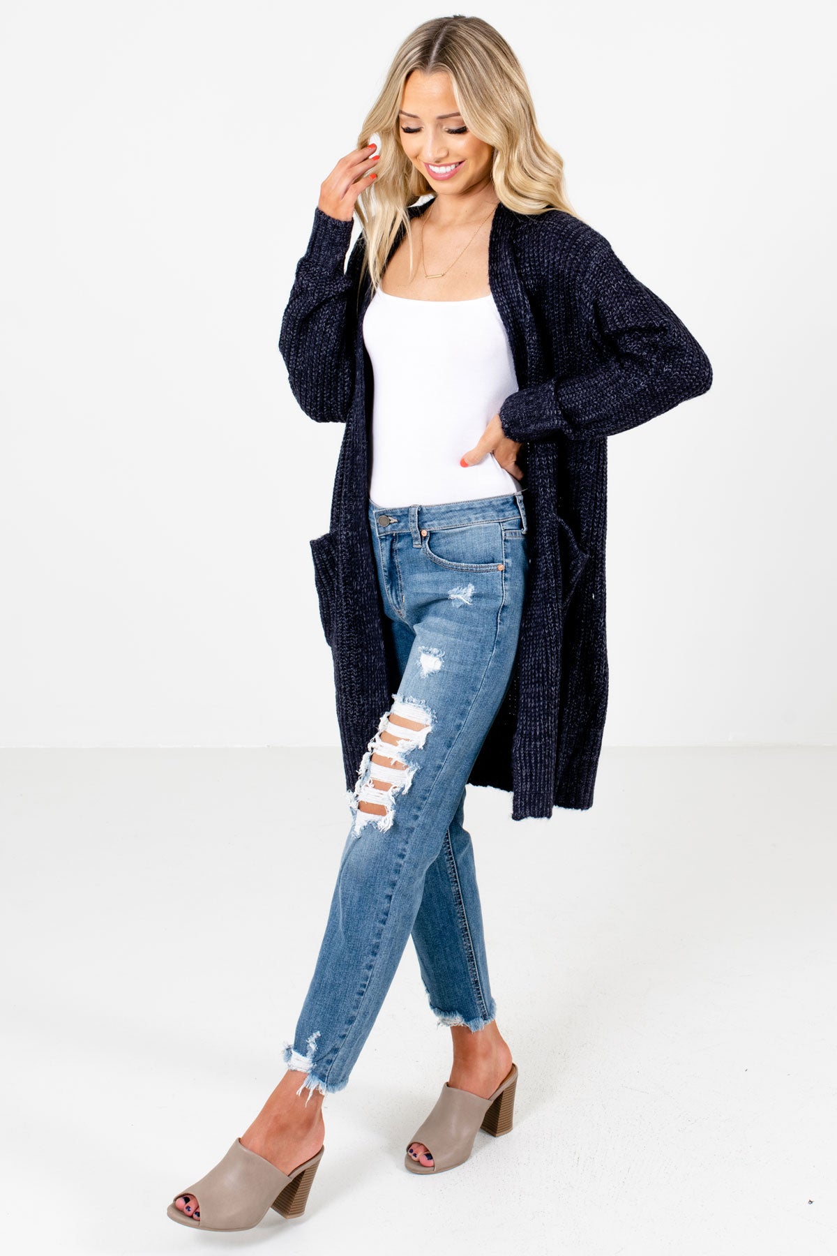Navy Blue Cute and Comfortable Boutique Cardigans for Women