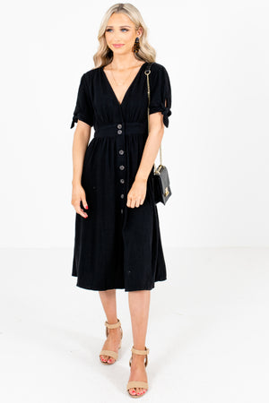 Women's Black Casual Everyday Boutique Midi Dress