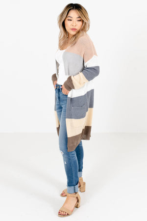 Women’s Blue Color Block Style Boutique Cardigan