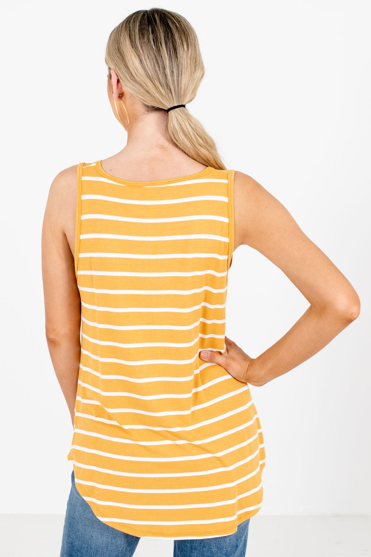 Women's Mustard Yellow Round Neckline Boutique Tank Top