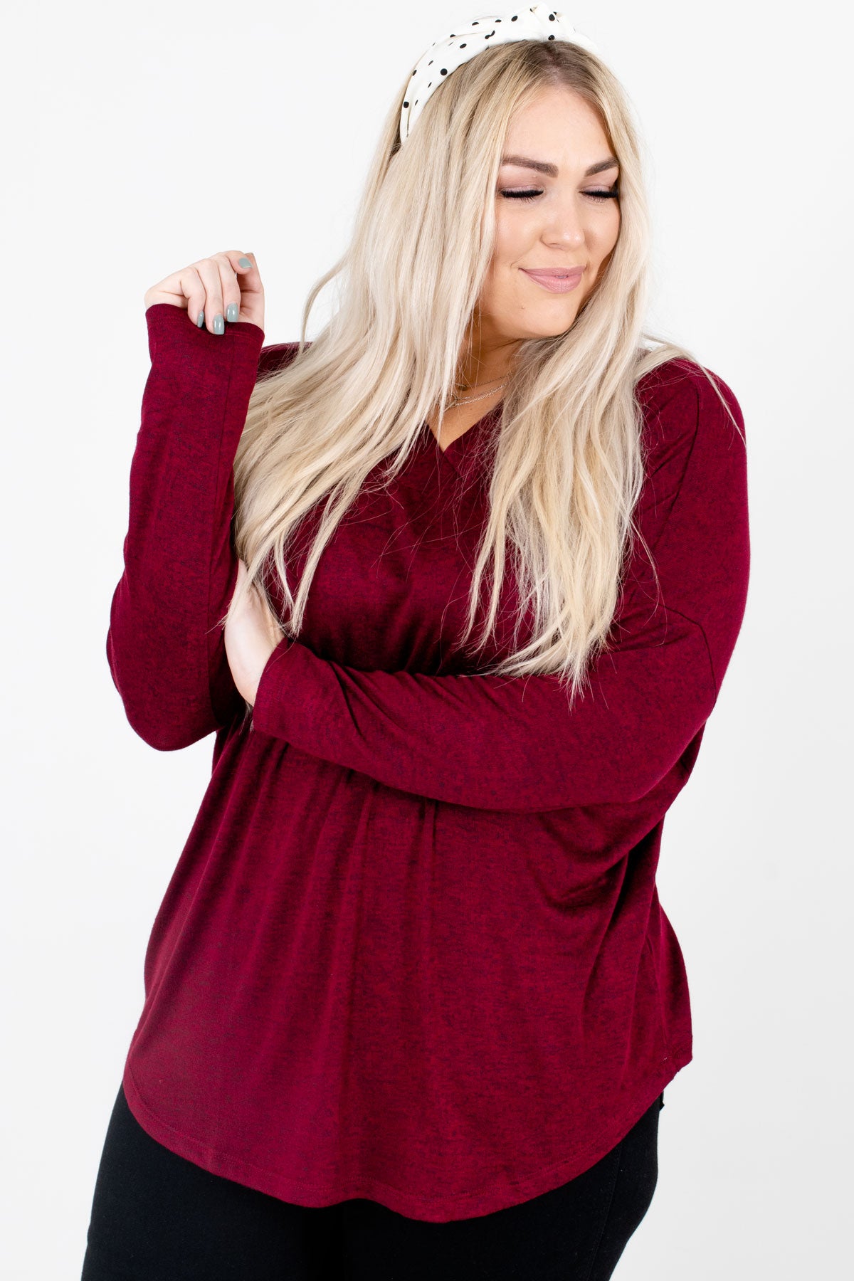 Women’s Burgundy Casual Everyday Boutique Tops