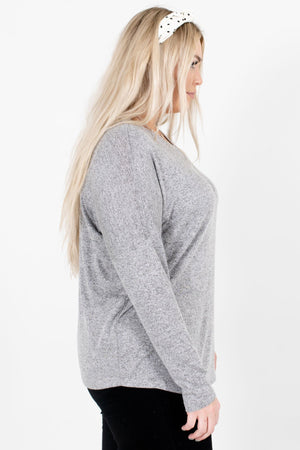 Heather Gray Cozy and Warm Boutique Tops for Women
