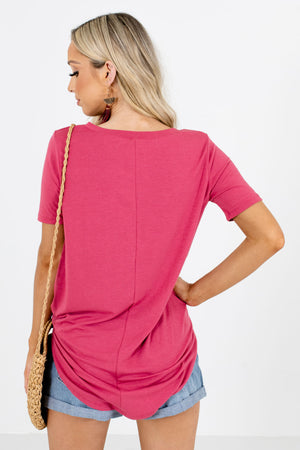 Women's Pink Short Sleeve Boutique Blouse