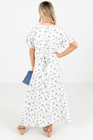 Women's White Button-Up Bodice Boutique Maxi Dress