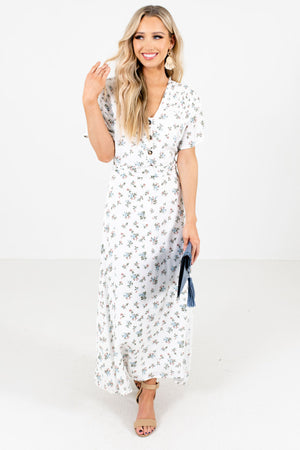 Women's White High-Quality Lightweight Material Boutique Maxi Dress