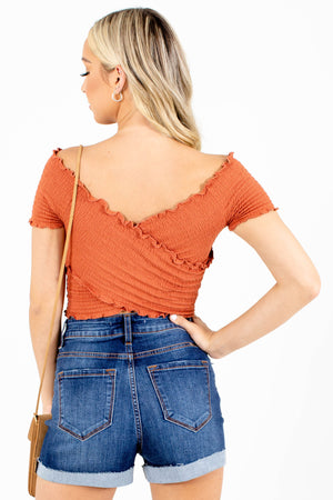 Women's Orange Trendy Boutique Crop Top