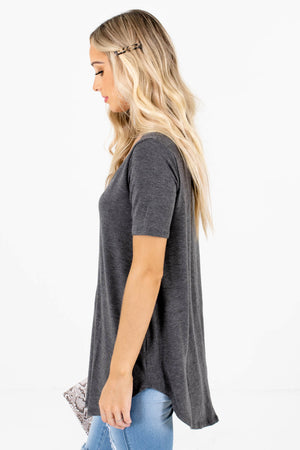 Women’s Charcoal Gray Oversized Relaxed Fit Boutique Top