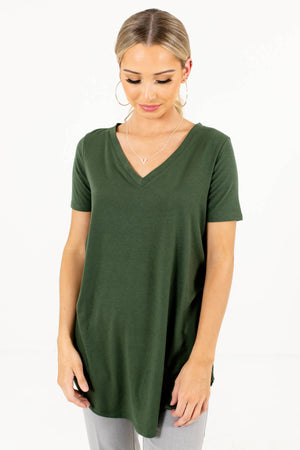 Green Lightweight Material Boutique Tops for Women