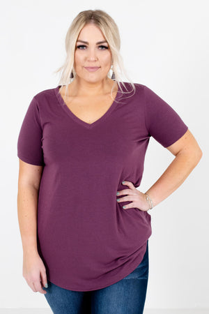 Purple Lightweight Material Boutique Tops for Women