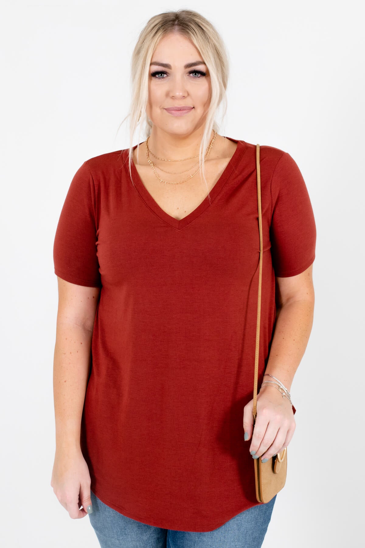 Women’s Rust Orange Oversized Relaxed Fit Boutique Top