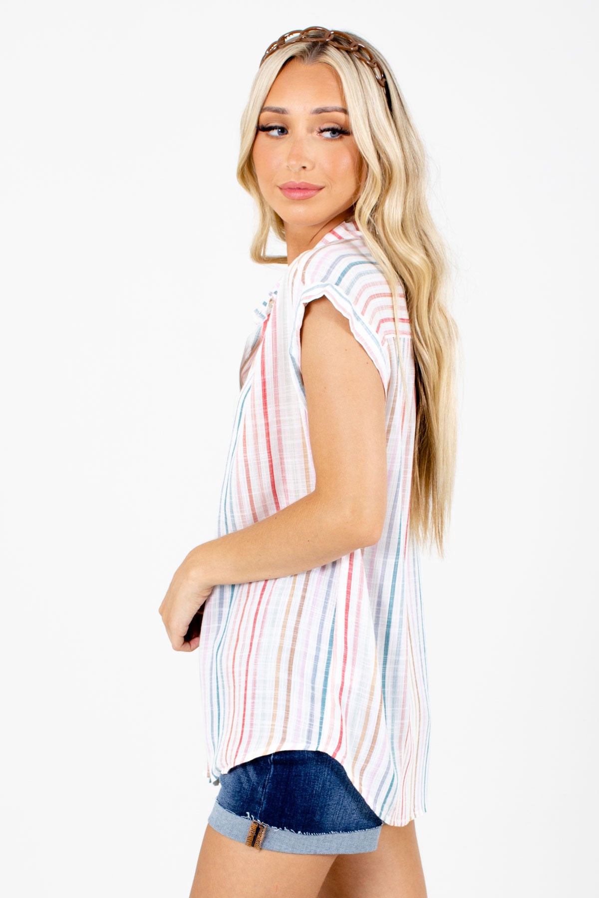 White High-Low Hem Boutique Shirts for Women