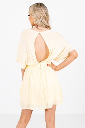 Women's Yellow Open Back Boutique Mini Dress