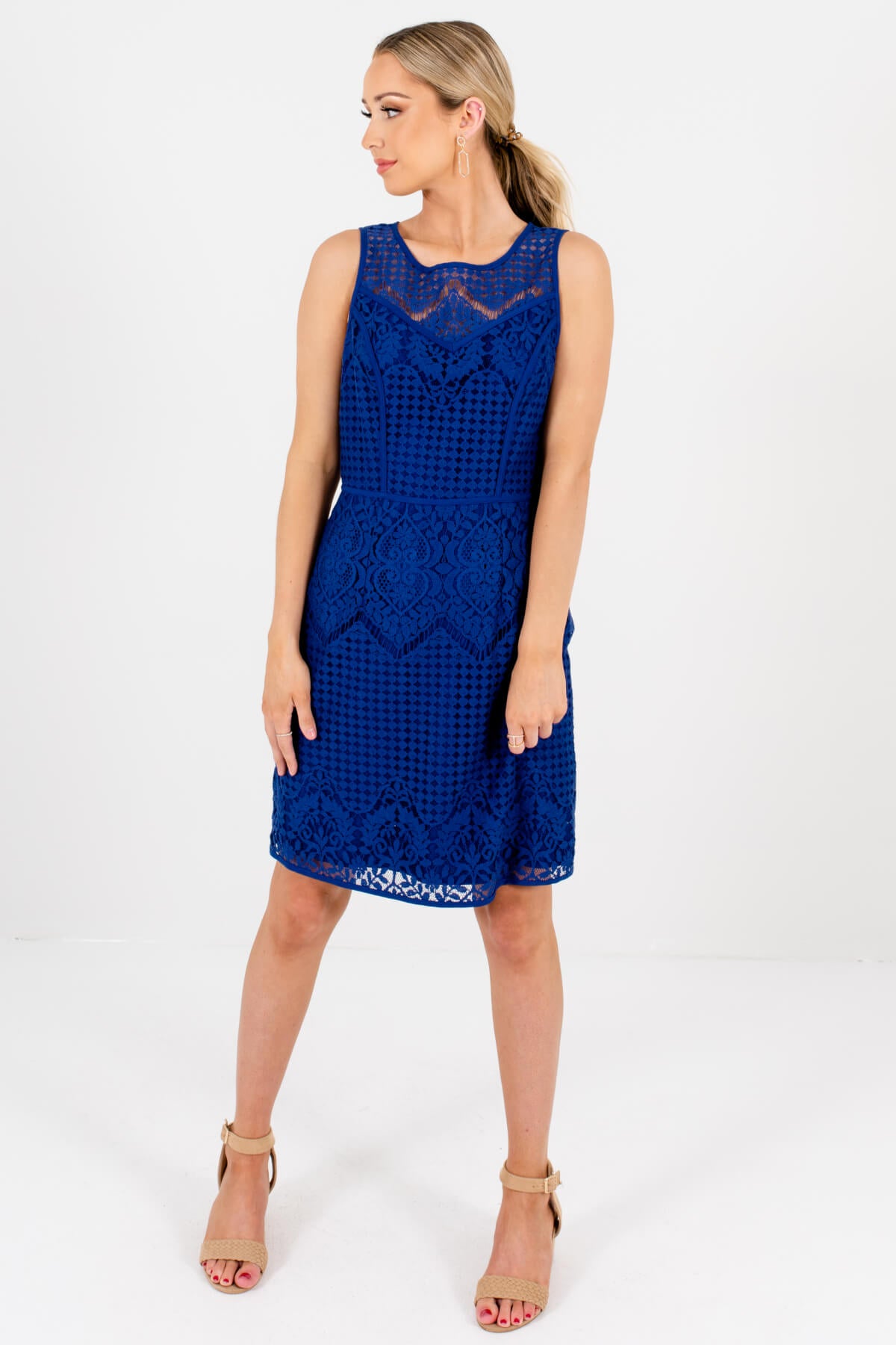 Blue Lace Mini Dresses Affordable Online Boutique Party Outfits