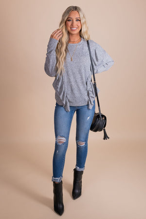 Women's Light Gray High-Quality Boutique Top