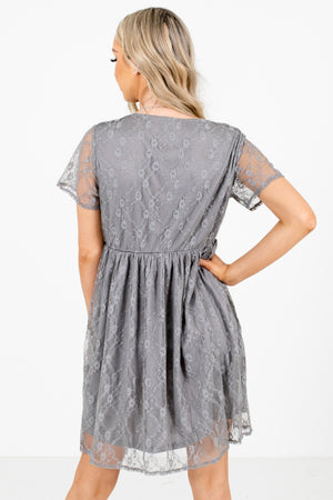 Gray Partially Lined Boutique Mini Dresses for Women