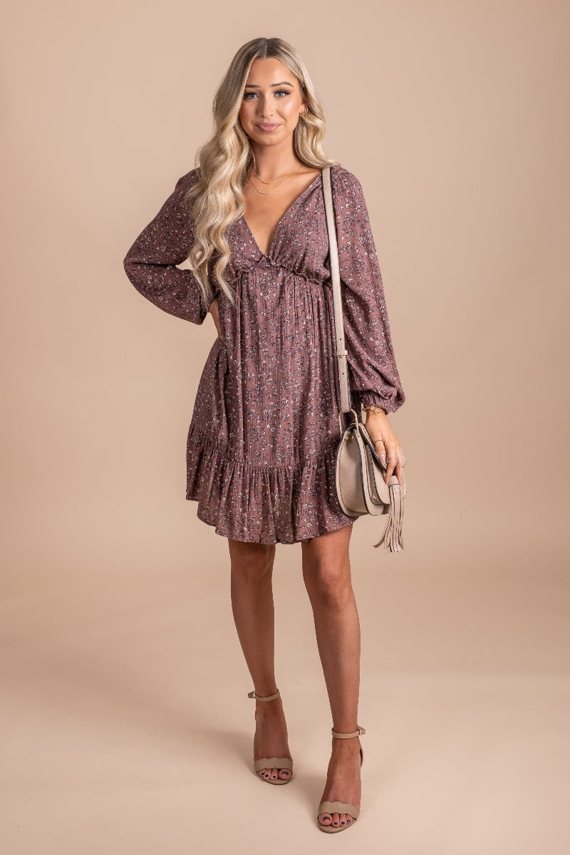 Women's Flowy Spring Mini Dress in a Pink Floral Print