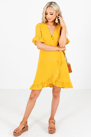 Women's Yellow V-Neckline Boutique Mini Dress