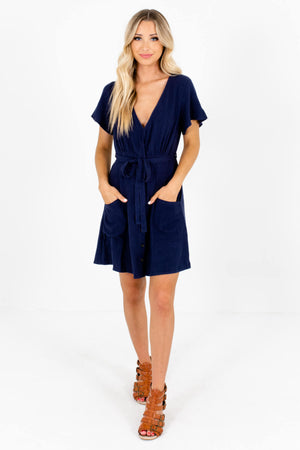 Navy Blue Cute and Comfortable Boutique Mini Dresses for Women