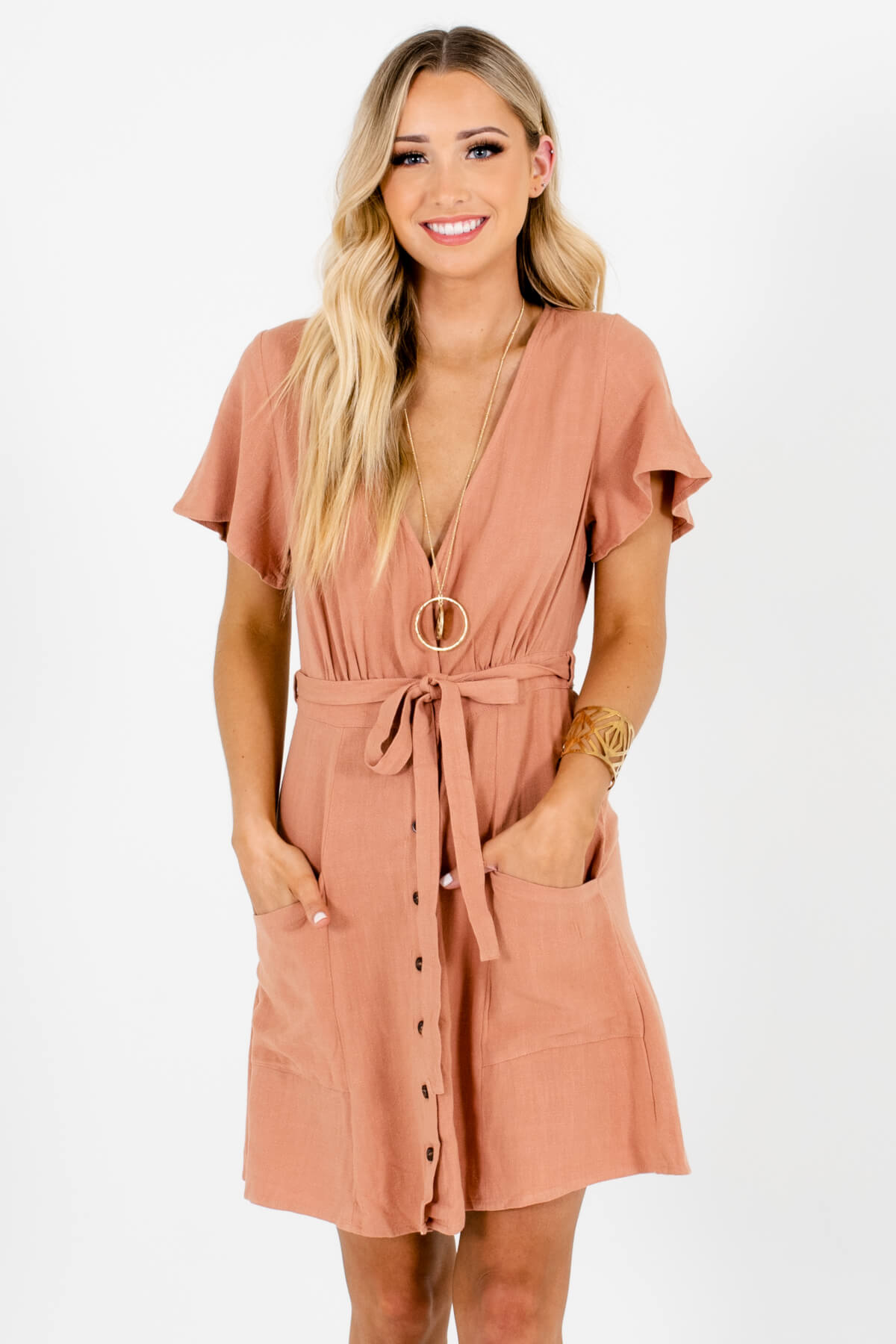 Women's Pink Boutique Mini Dresses with Pockets