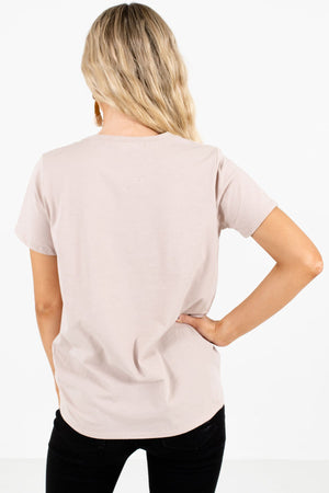 Women's Taupe Brown Retro Inspired Boutique Graphic T-Shirts