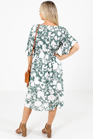 Women's Green Fully Lined Boutique Midi Dress