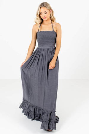 Women's Charcoal Gray Bohemian Style Boutique Maxi Dress