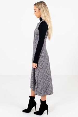 Gray Sleeveless Style Boutique Midi Dresses for Women