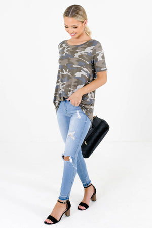 Green Camo Cute and Comfortable Boutique Tops for Women
