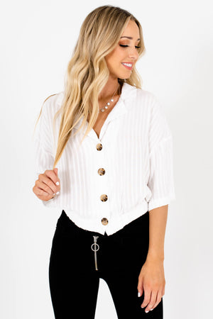 White Button-Up Boutique Shirts for Women