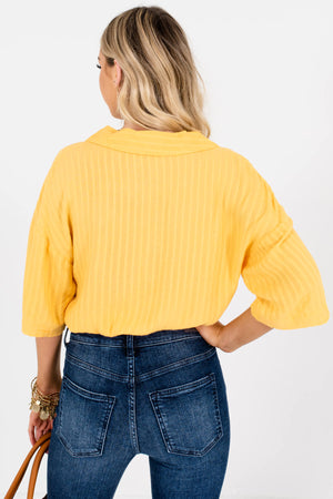 Women's Yellow Shirt Collar Boutique Shirts