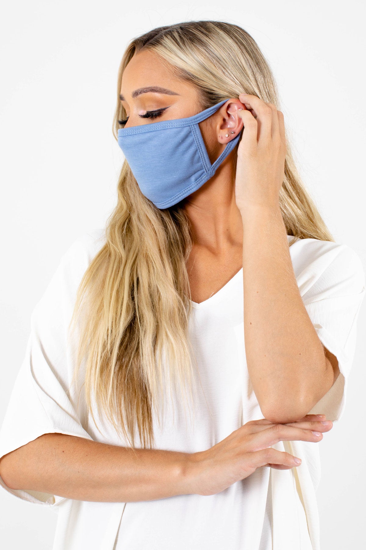 Women's Blue Breathable Boutique Face Mask