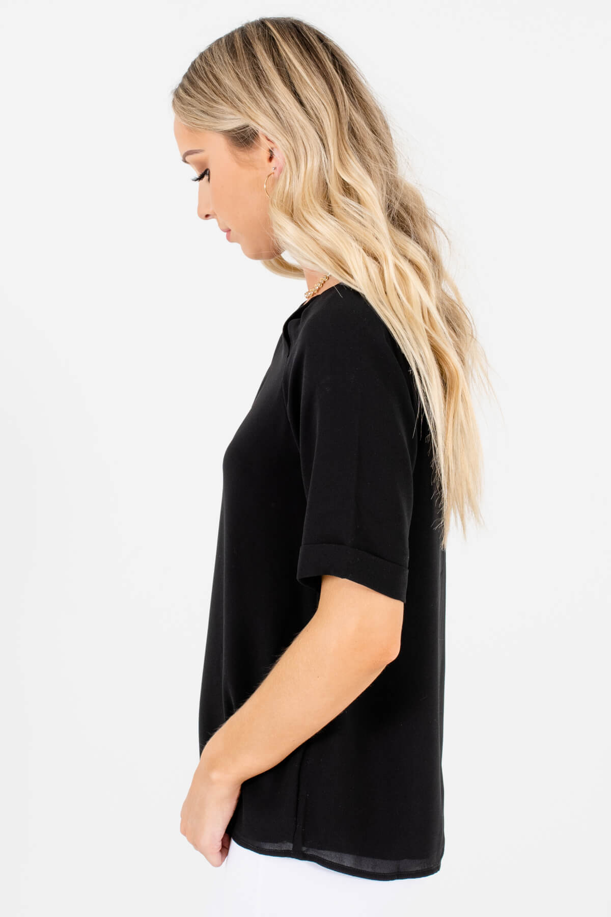 Black Fully Lined Boutique Blouses for Women
