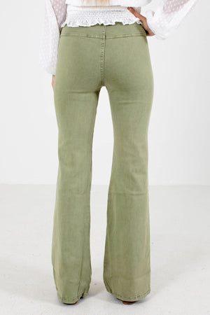 Women's Sage Green Flare Style Boutique Jeans