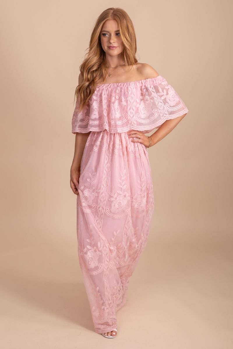 Stylish long pink dress