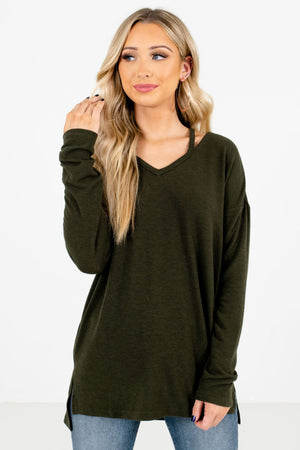 Women’s Olive Green Cozy and Warm Boutique Tops