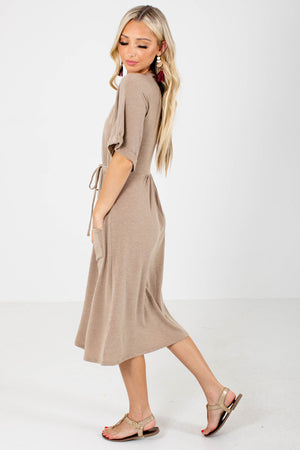Brown Boutique Dresses with Pockets for Women
