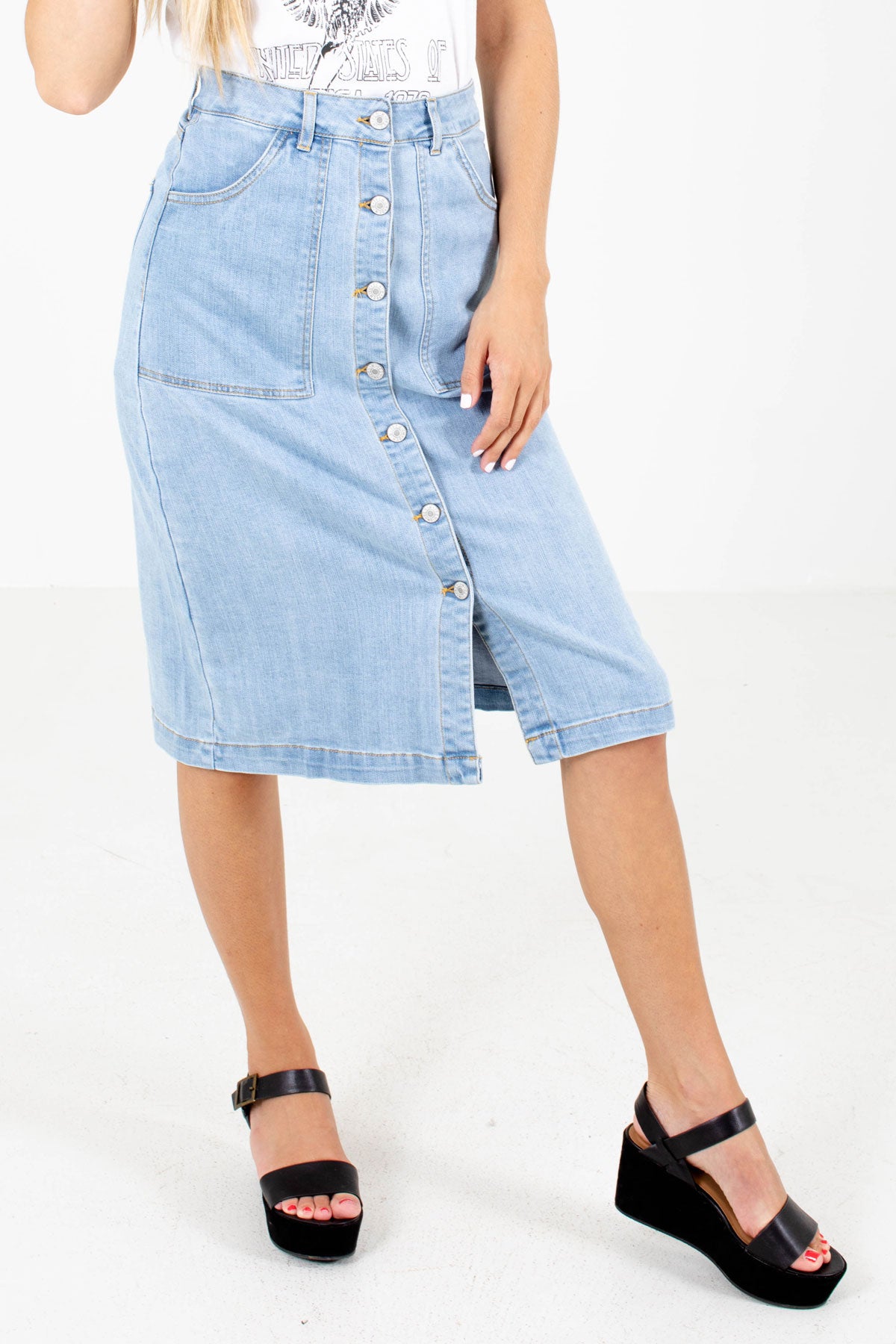 Blue jean skirt outlet boutique