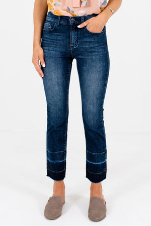 Dark Wash Denim Blue Straight Silhouette Boutique Jeans for Women