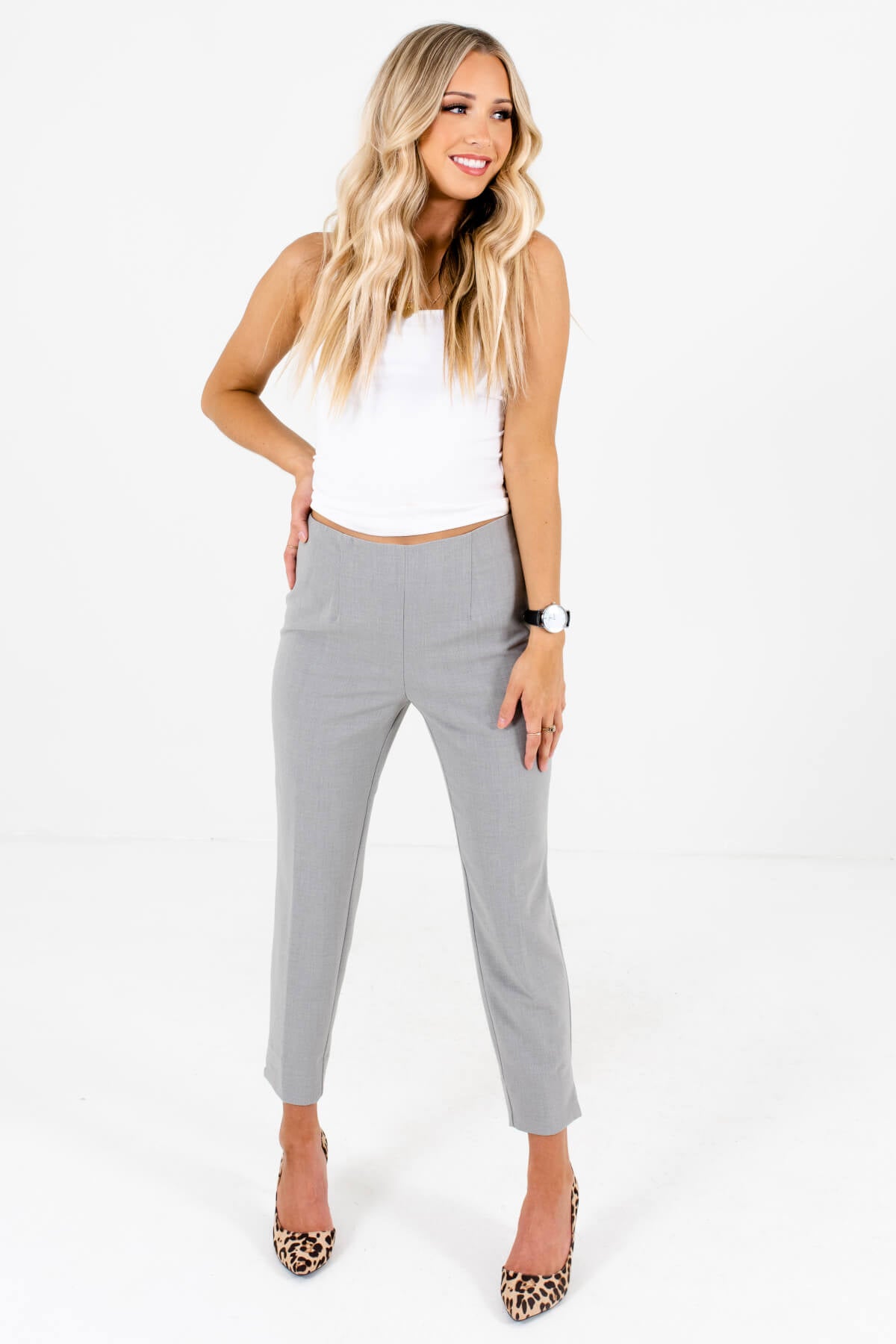 Cabo Grey Straight Leg High Waisted Tailored Pant | Grey dress pants  outfit, Tailored pants outfit, Dress pants outfits