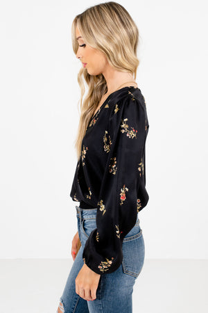 Black Wrap Style Bodice Boutique Bodysuits for Women