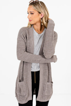 Gray High-Quality Knit Material Boutique Cardigans for Women