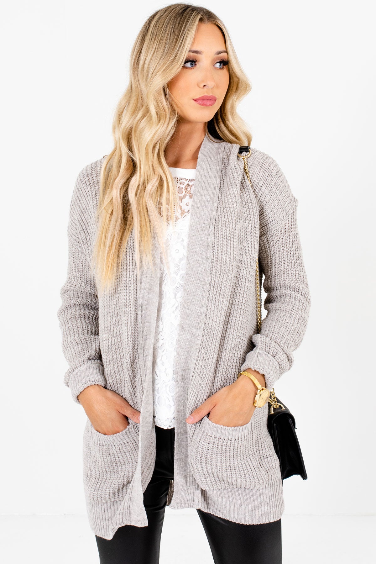 Women’s Heather Gray Business Casual Boutique Cardigan
