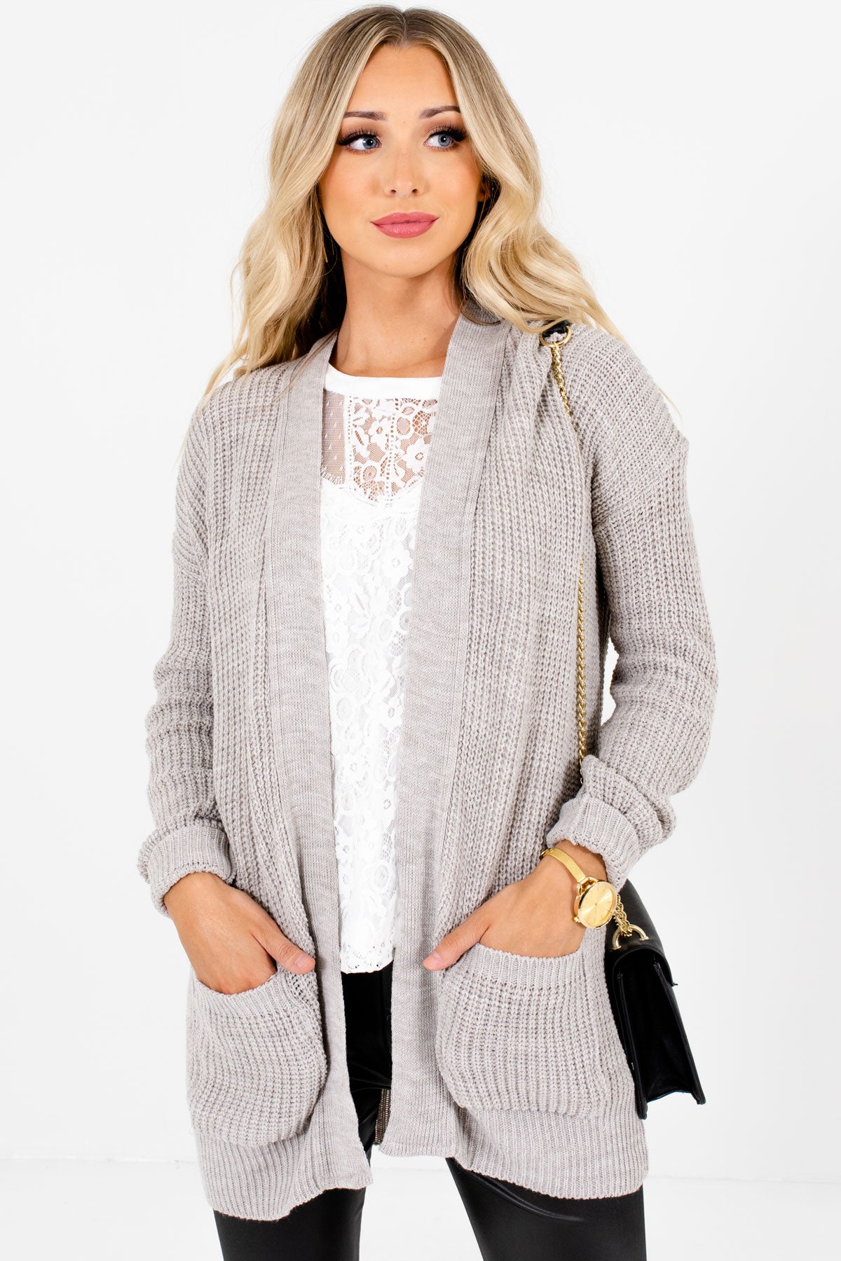 Women’s Heather Gray Casual Everyday Boutique Cardigan