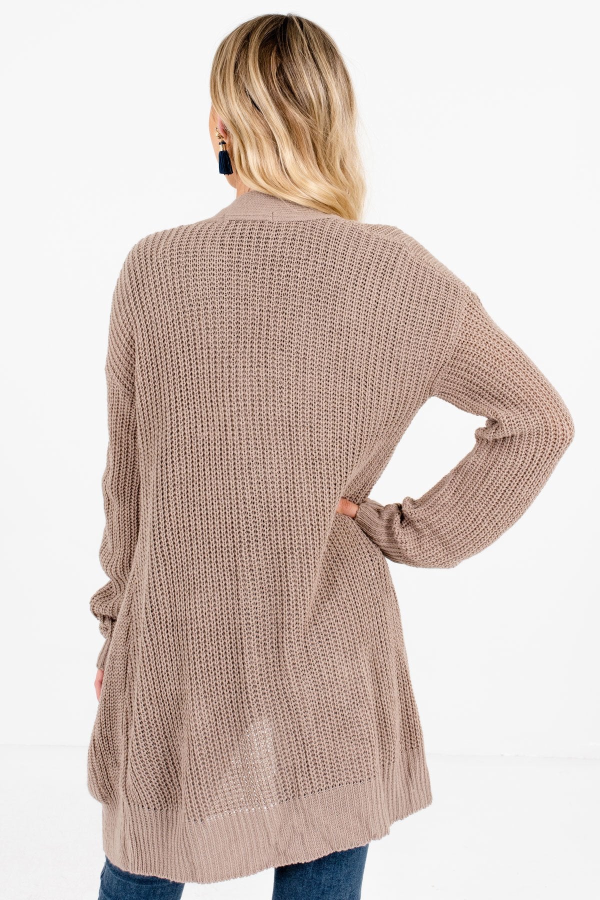 Women’s Taupe Brown Boutique Cardigans with Pockets