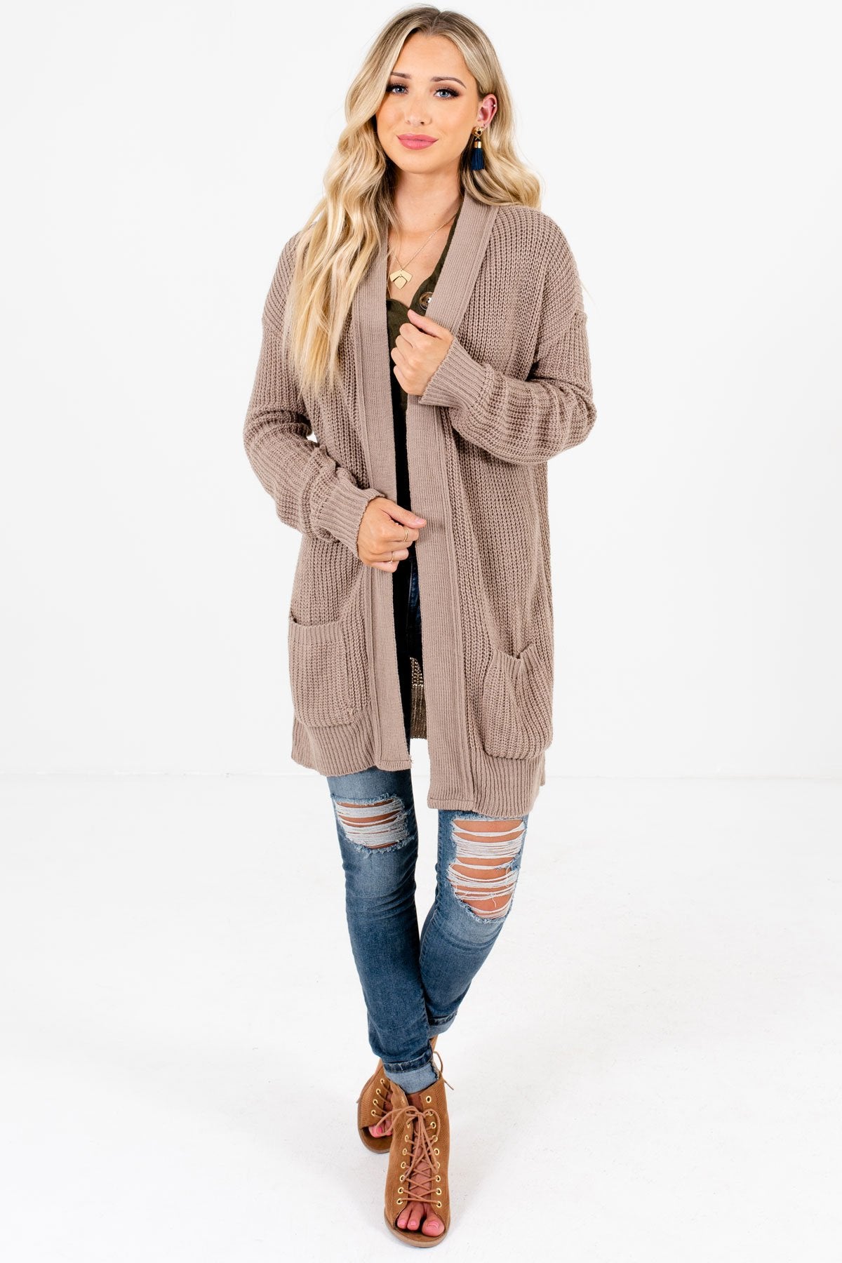 Women’s Taupe Brown Fall and Winter Boutique Clothing