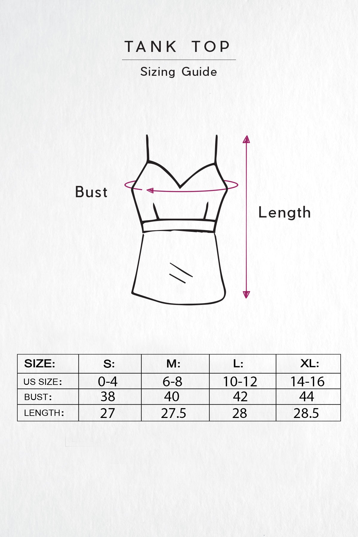 Tank Top Sizing Guide.