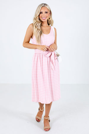Pink Cute and Comfortable Boutique Midi Dresses for Women